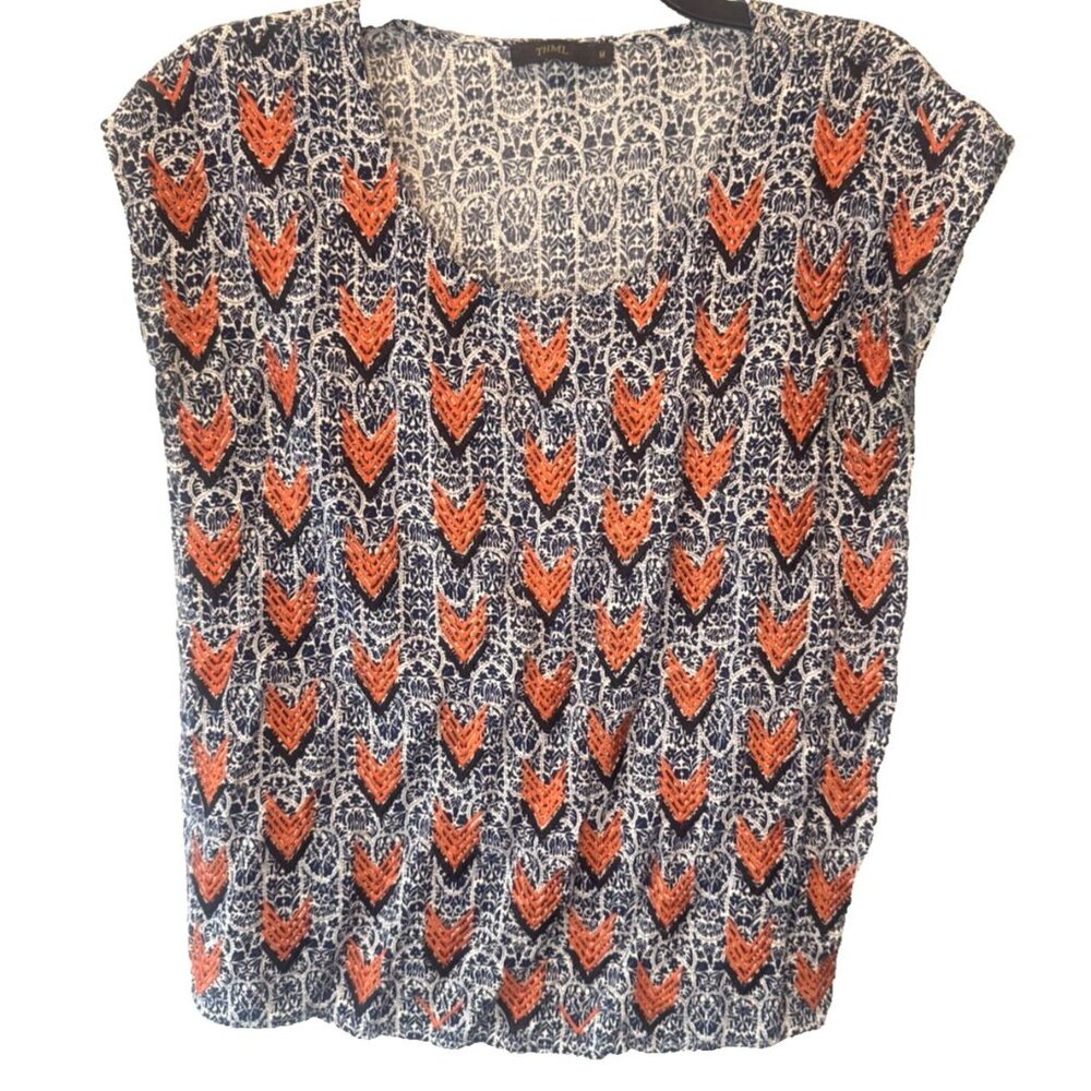 THML Womens Colorful Cap Sleeve Top M Retro Boho Indie Artsy Maximalist Eclectic